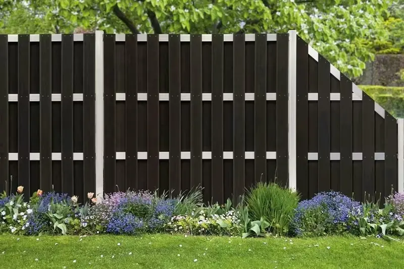 commercial property screening of composite integral fencing