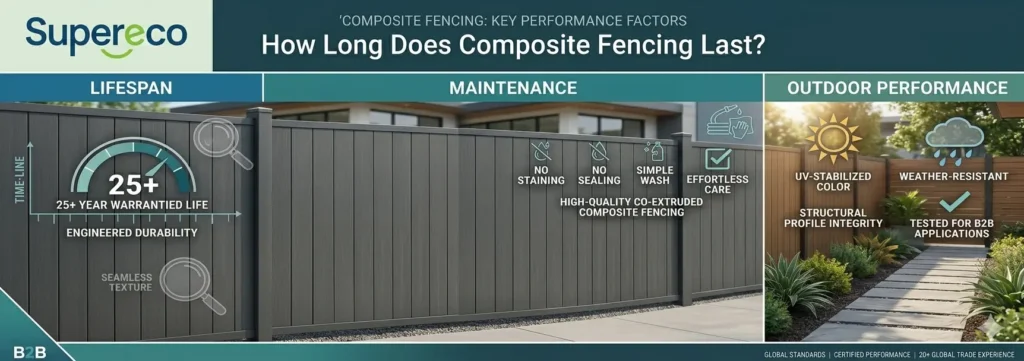 how long does composite fencing last lifespan, maintenance & outdoor performance