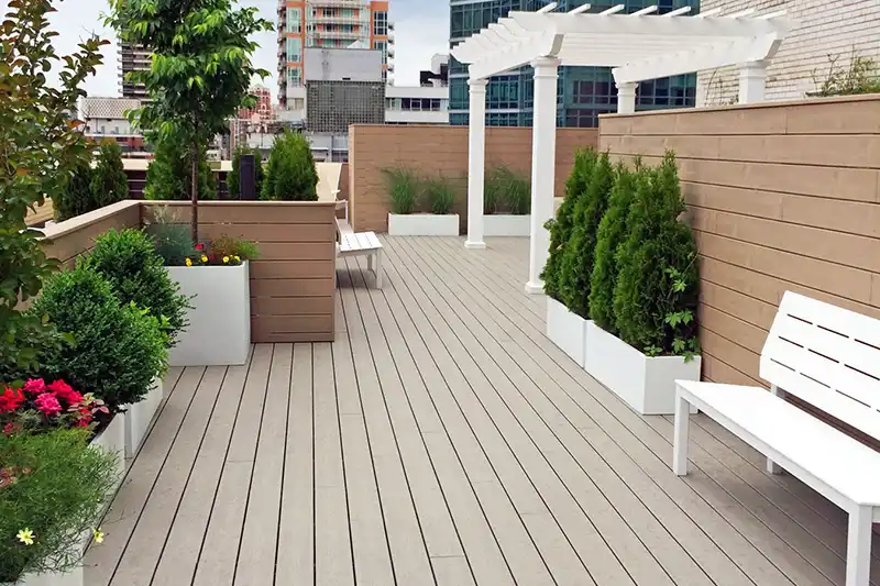 roof cladding & terraces of composite slat cladding